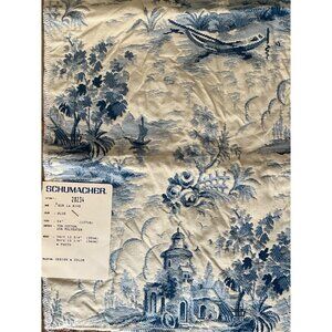 Schumacher Sur La Rive Fabric Swatch Blue & White 25 x 25 Inch sample. READ